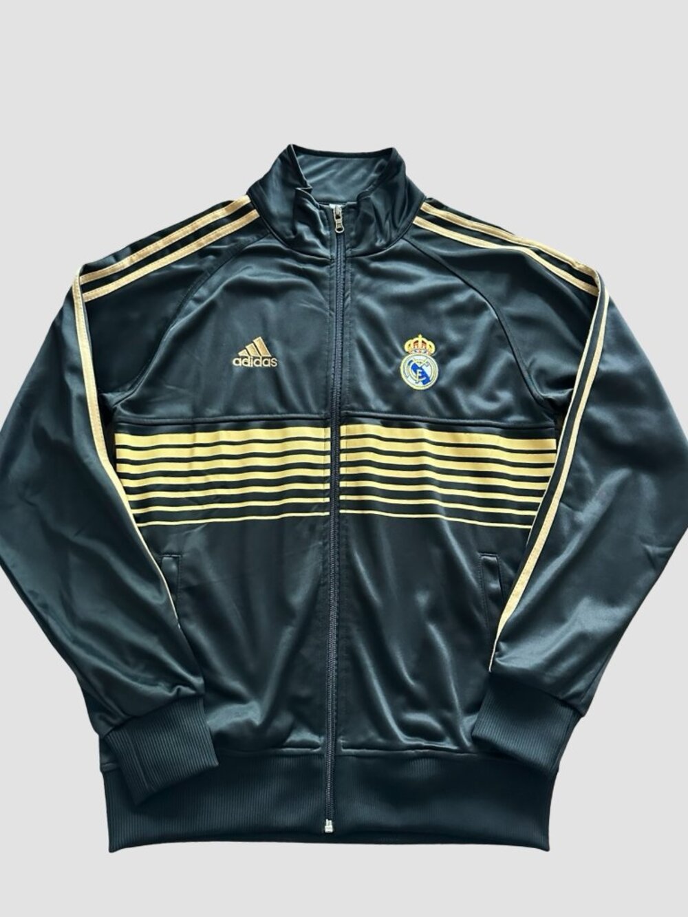 Adidas Real Madrid Track Jacket Black Gold Full Zip Mens M Soccer Football